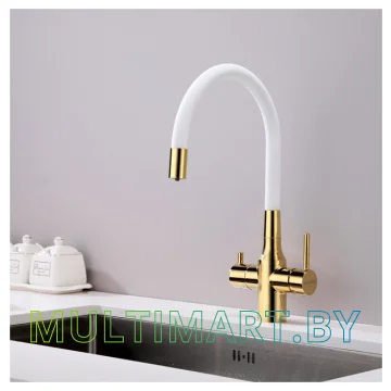 Смеситель Paulmark Salix Sa213419-Gw (белый/золото) картинка 2